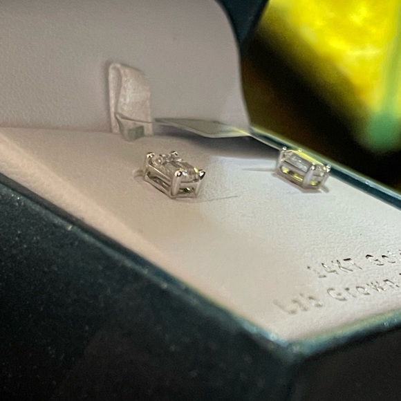 IGI Certified Emerald Cut Laboratory Grown Diamond Earrings 14K WG 1CTW NWT - Picture 9 of 9